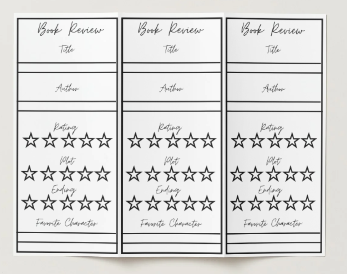 Book Review PDF Printable Bookmarks DIGITAL DOWNLOAD