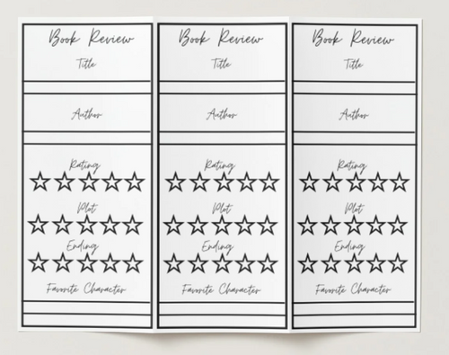 Book Review PDF Printable Bookmarks DIGITAL DOWNLOAD