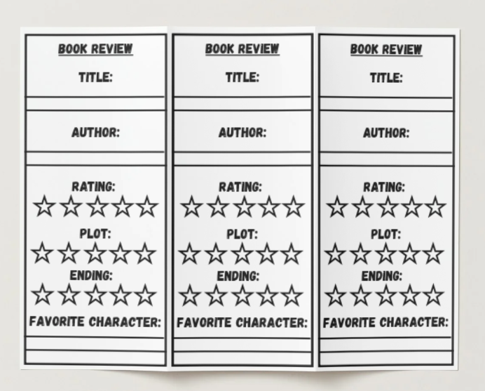 Book Review PDF Printable Bookmarks DIGITAL DOWNLOAD