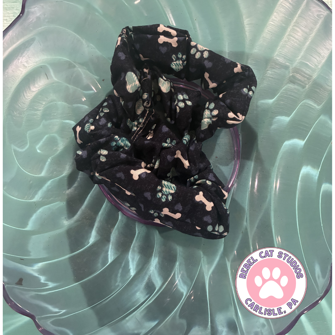 Blue Dog Lover Print Cotton Scrunchie
