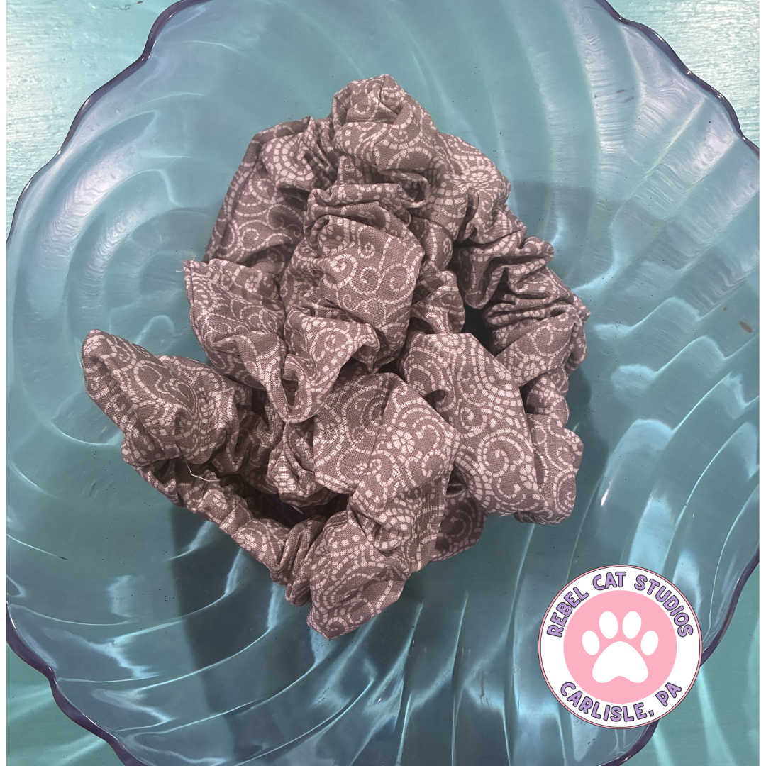 Gray Faux Lace Cotton Scrunchie