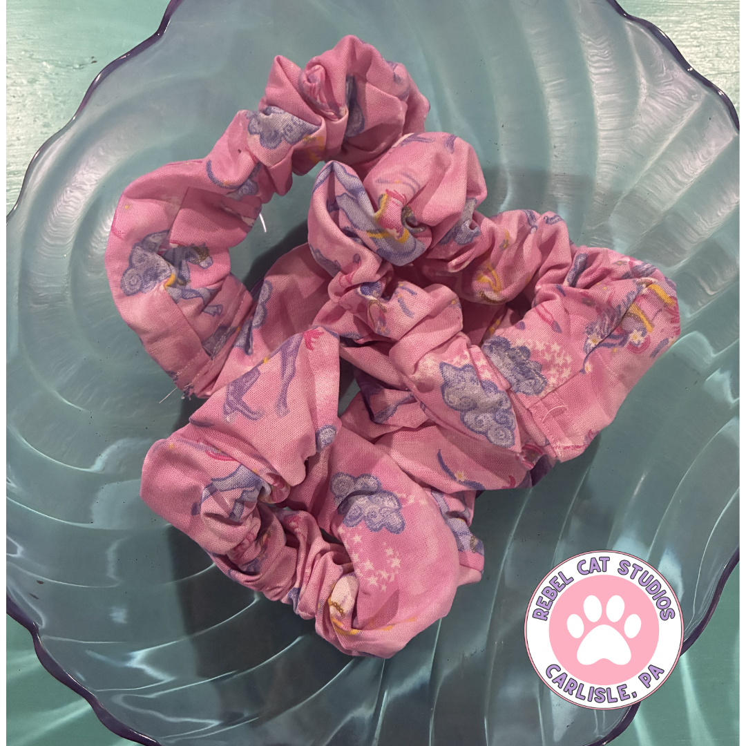 Pink Unicorns Cotton Scrunchie