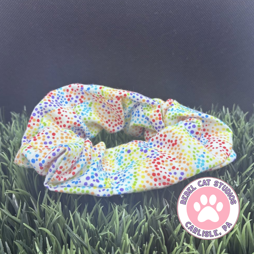 Rainbow Speckled Cotton Scrunchie
