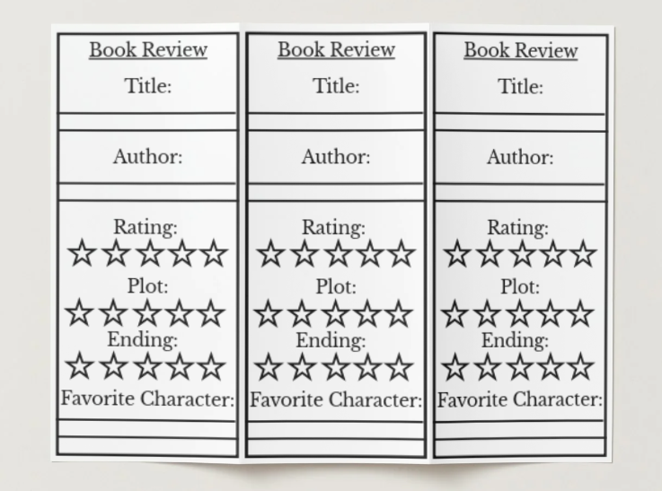 Book Review PDF Printable Bookmarks DIGITAL DOWNLOAD
